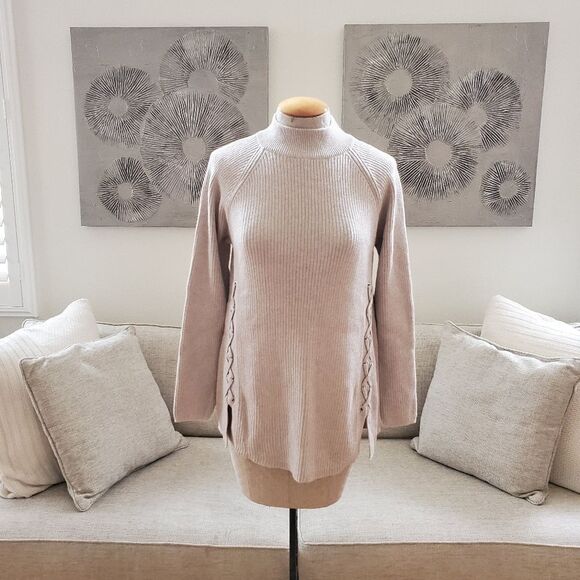 Style & Co Mock Neck Lace-Up Ribbed Knit Sweater Sz XL - Picture 2 of 12